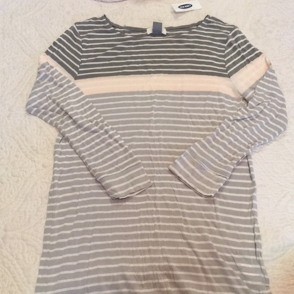 Neutral striped long sleeve top XS